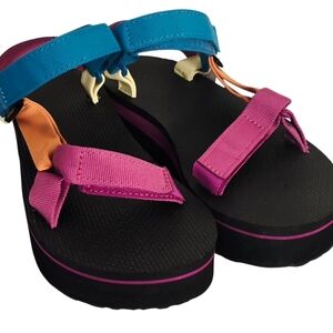Teva Platform Sandals Womens Multicolor Flatform Hiking Outdoor NEW